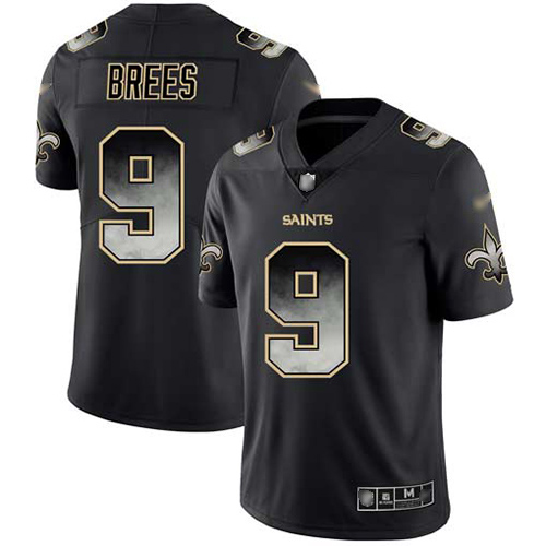 Men New Orleans Saints Limited Black Drew Brees Jersey NFL Football #9 Smoke Fashion Jersey->new orleans saints->NFL Jersey